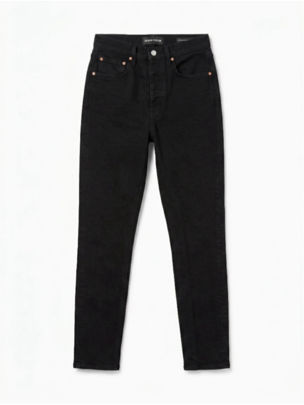 DENIM FORUM The Yoko High Rise Slim 28L Black Denim Jeans Button Fly, Sz 28
